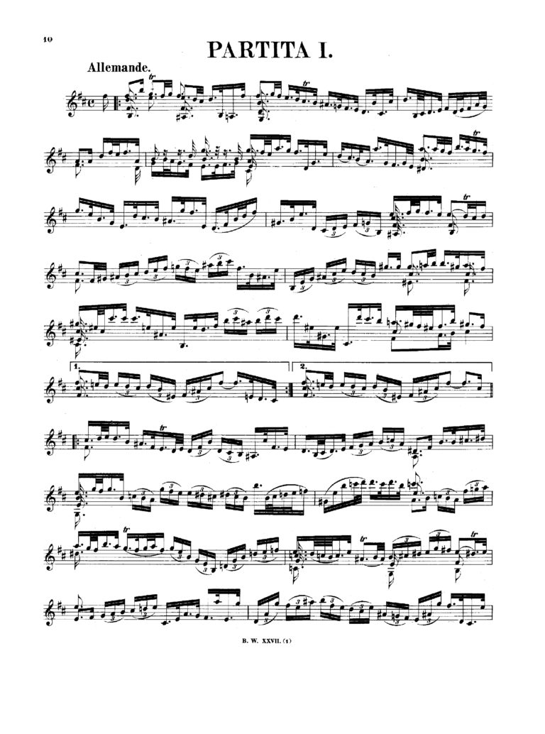 Bach. Johann Sebastian - BWV 1002 Violin Partita No. 1 In B Minor ...