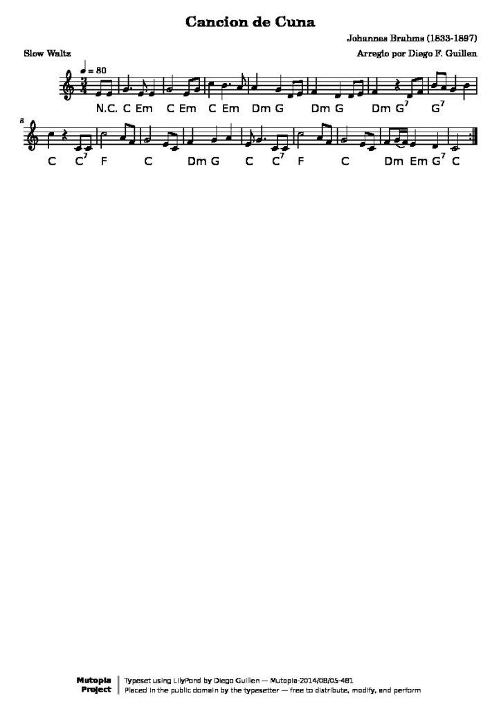 Cancion de Cuna for Recorder, Guitar - classical guitar sheet music