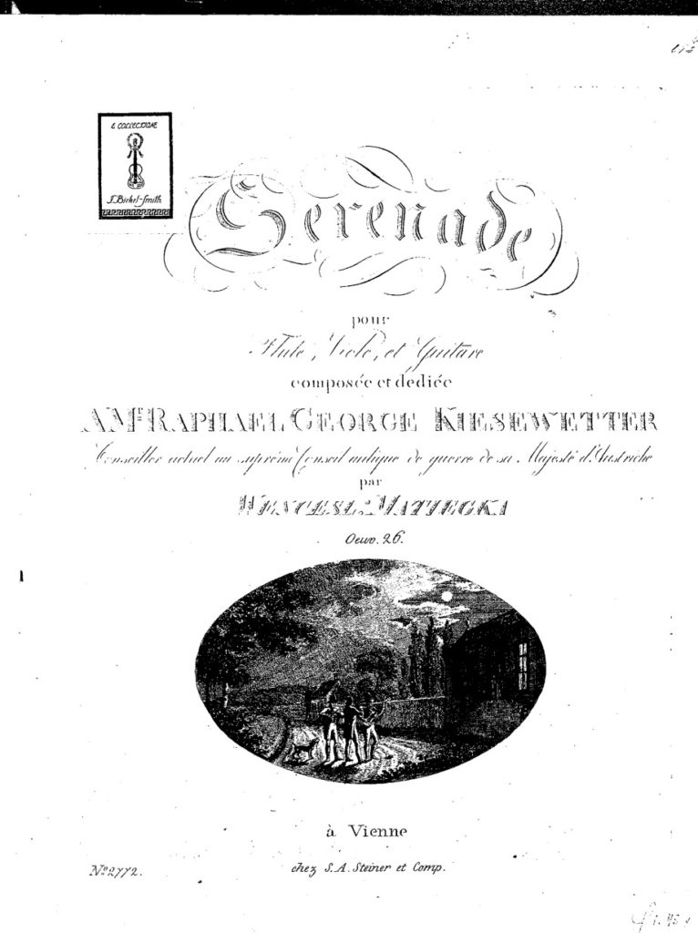 Matiegka. Wenzel Thomas Op. 26 Sérénade pour flûte, viole, et guitare