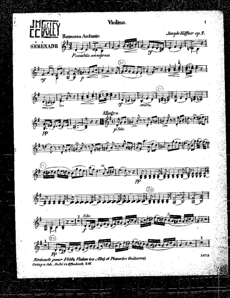 Kuffner. Joseph Serenade pour flute, violon (ou alto) et piano (ou