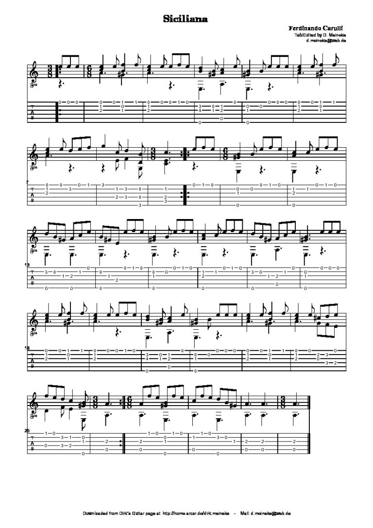 Carulli. Ferdinando Classical Guitar Sheet Music Scores - Classical ...