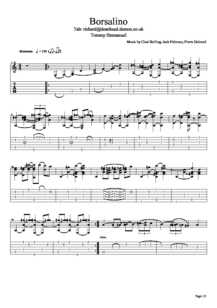 Emmanuel. Tommy - Borsalino version-3 - CGLIB.ORG Classical Guitar ...