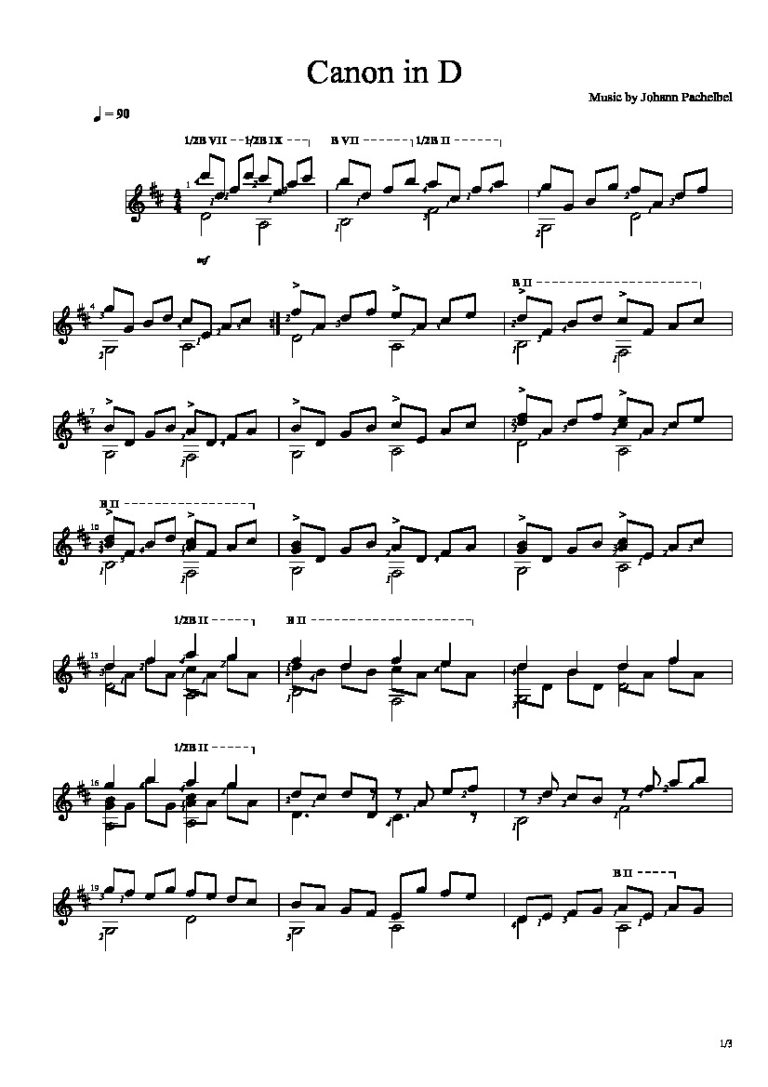 Pachelbel. Johann - Canon in D by Johann Pachelbel - Classical Guitar ...