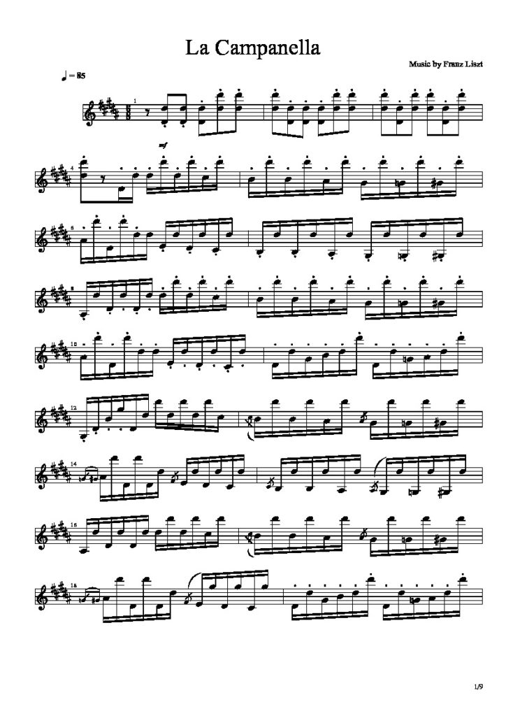 franz liszt la campanella sheet music pdf