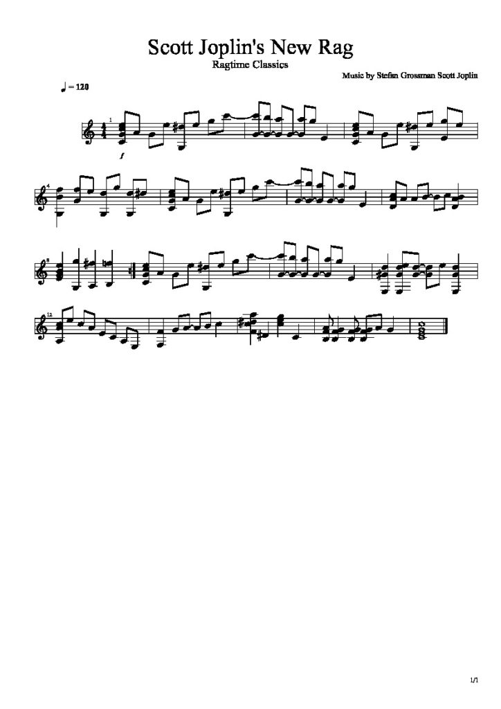 scott joplin ragtime guitar sheets
