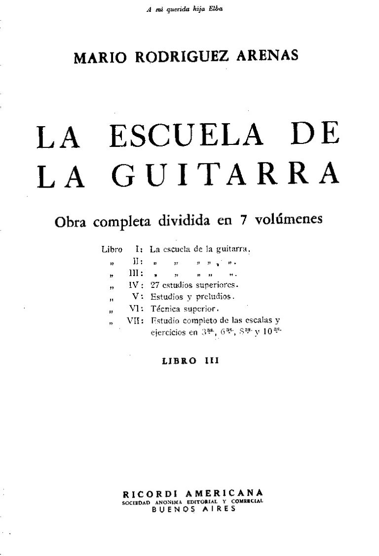 Rodríguez Arenas Mario La Escuela De La Guitarra Book 3 Classical Guitar Library Classical 2241