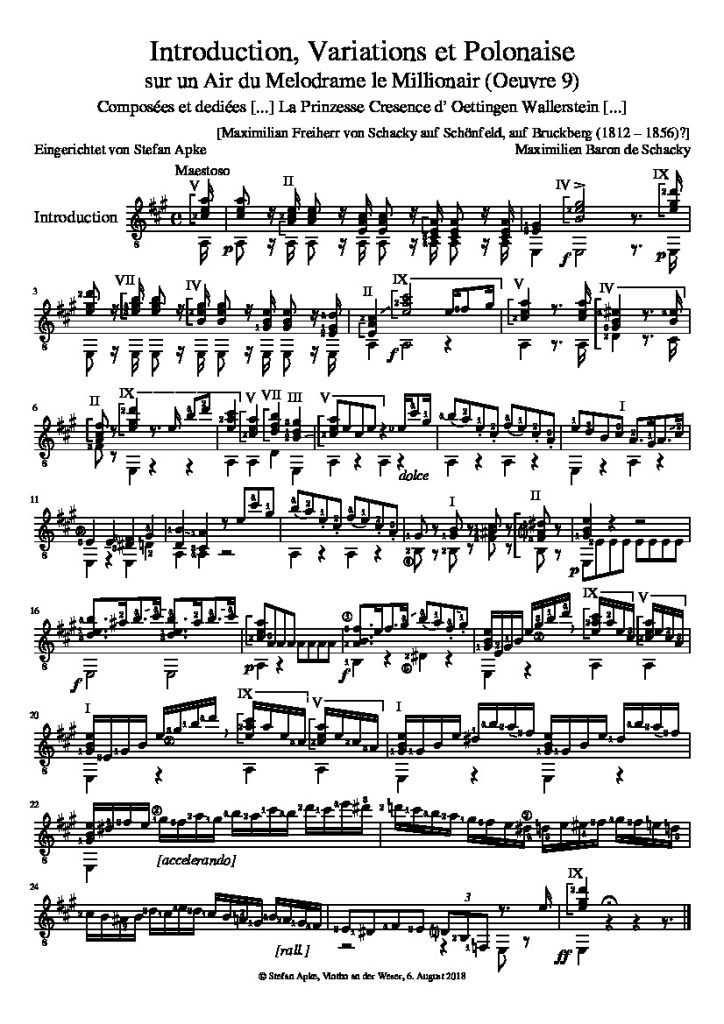 Schacky. Maximilian von - Introduction, Variations and Polonaise, Op.9 ...